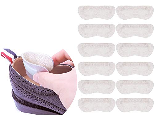 6 Pares Acolchado Talón Protección Plantillas High Heels Pads Cuero Talón plana Cuidado de los pies talón Cojín Protector de pies para juanetes Mujer herrens (Beige)