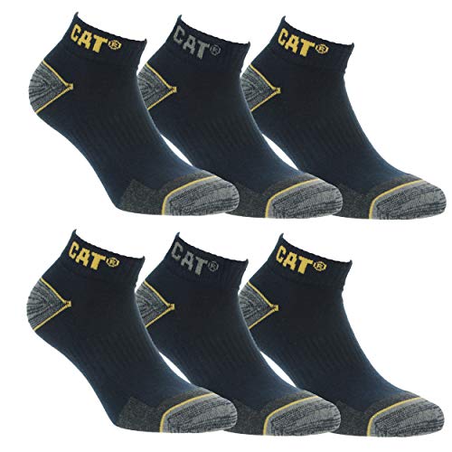 6 Pares calcetines bajos CAT Caterpillar, para hombre, reforzados en el talón y la punta, excelente calidad de Algodón (Azul, 39-42)