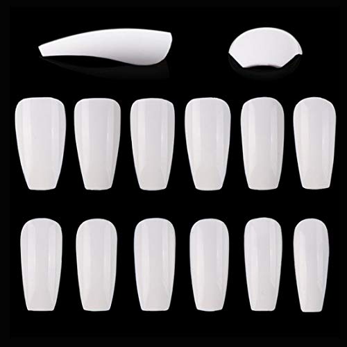 600 piezas Bailarina Uñas Falsas Uñas Artificiales Ataúd Uñas Acrílicas Medianas para la etiqueta del arte del clavo Puntas de uñas de cubierta completa 10 tamaño Uñas postizas blancas