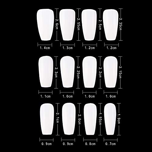 600 piezas Bailarina Uñas Falsas Uñas Artificiales Ataúd Uñas Acrílicas Medianas para la etiqueta del arte del clavo Puntas de uñas de cubierta completa 10 tamaño Uñas postizas blancas