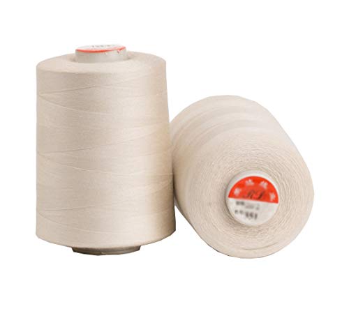6000 yardas Beige 20s 2 202 Tex 60 Entradas Tamaño 50 Carretes Poliéster PP SP Hilo de coser Mano Máquina industrial Bordado Hilo Pantalones Lona Acolchado Serger Ropa Jeans lienzo Oxford tela cuero