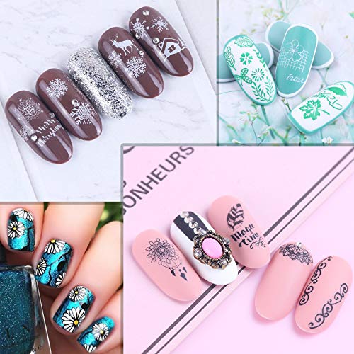 6pcs Nail Art Stamping Placas Uñas, Mwoot Placas Estampacion Uñas de Acero Inoxidable Nail Art Estampador de Uñas Profesional