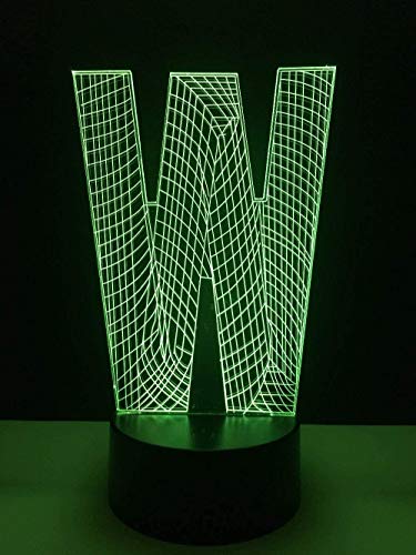 7 colores Smart Bluetooth Touch Night Light 3D Illusion LED Night LightLetter W7 Lámpara de escritorio con interruptor táctil que cambia de color Regalos de Navidad y cumpleaños para niños y ni