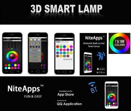 7 colores Smart Bluetooth Touch Night Light 3D Illusion LED Night LightLetter W7 Lámpara de escritorio con interruptor táctil que cambia de color Regalos de Navidad y cumpleaños para niños y ni