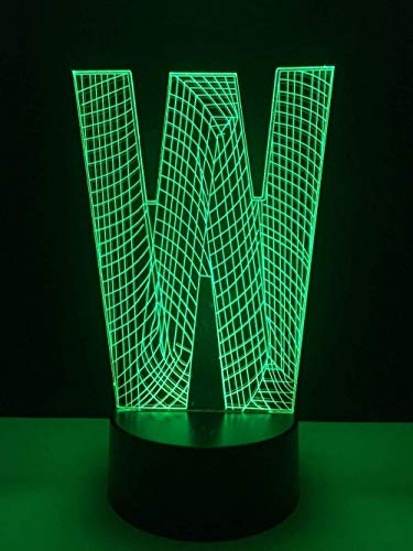 7 colores Smart Bluetooth Touch Night Light 3D Illusion LED Night LightLetter W7 Lámpara de escritorio con interruptor táctil que cambia de color Regalos de Navidad y cumpleaños para niños y ni