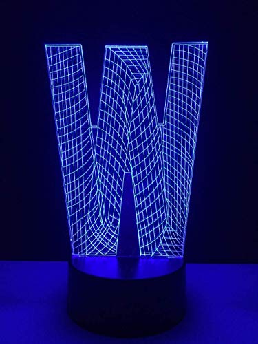 7 colores Smart Bluetooth Touch Night Light 3D Illusion LED Night LightLetter W7 Lámpara de escritorio con interruptor táctil que cambia de color Regalos de Navidad y cumpleaños para niños y ni