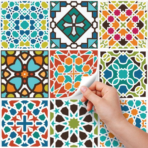 72 (Piezas) Adhesivo para Azulejos 10x10 cm - PS00102 - Cádiz - Adhesivo Decorativo para Azulejos para baño y Cocina - Stickers Azulejos - Collage de Azulejos