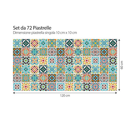 72 (Piezas) Adhesivo para Azulejos 10x10 cm - PS00102 - Cádiz - Adhesivo Decorativo para Azulejos para baño y Cocina - Stickers Azulejos - Collage de Azulejos