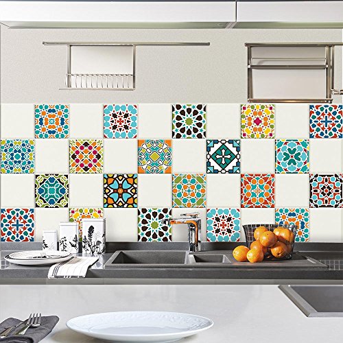 72 (Piezas) Adhesivo para Azulejos 10x10 cm - PS00102 - Cádiz - Adhesivo Decorativo para Azulejos para baño y Cocina - Stickers Azulejos - Collage de Azulejos