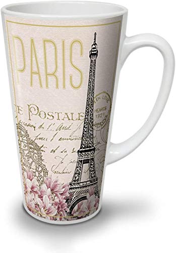 77 xiochgzish Paris Postcard Latte Mug, Capital Coffee Cup - Mango cómodo, Impresión a Dos Lados, Cerámica Resistente