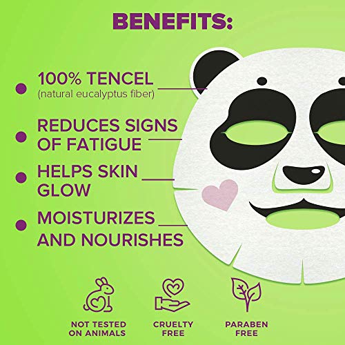 7DAYS Animal Masks 4 pieza de Máscaras Faciales de Animales Panda Hydrated
