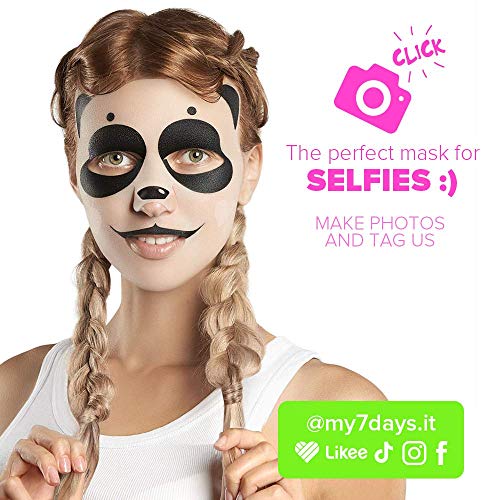 7DAYS Animal Masks 4 pieza de Máscaras Faciales de Animales Panda Hydrated