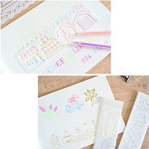 8 Juegos Conjunto de Plantillas de Pintura, Molde de Pintura de Plástico Reutilizable, Regla de Pintura DIY para Niños y Adultos, para Cumpleaños, Tarjetas de Regalo y álbumes de Recortes