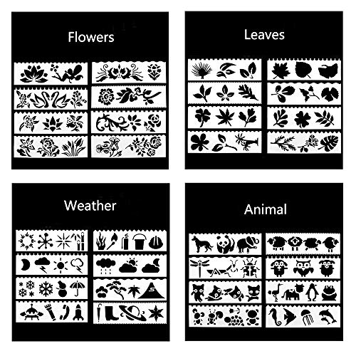 8 Juegos Conjunto de Plantillas de Pintura, Molde de Pintura de Plástico Reutilizable, Regla de Pintura DIY para Niños y Adultos, para Cumpleaños, Tarjetas de Regalo y álbumes de Recortes