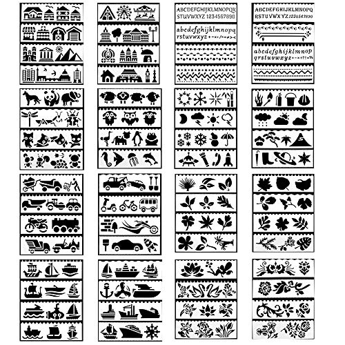 8 Juegos Conjunto de Plantillas de Pintura, Molde de Pintura de Plástico Reutilizable, Regla de Pintura DIY para Niños y Adultos, para Cumpleaños, Tarjetas de Regalo y álbumes de Recortes