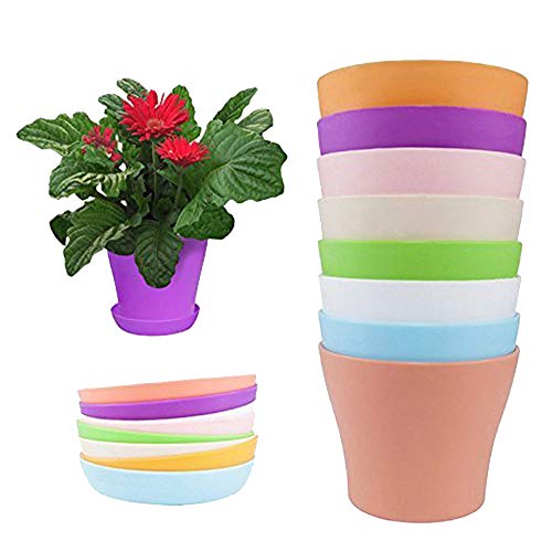 8 pcs plásticos Ronda Flor Planta potes con Paleta 8 Colores para Las Plantas de semillero Plantas de Carne de vivero y Otras pequeñas Plantas