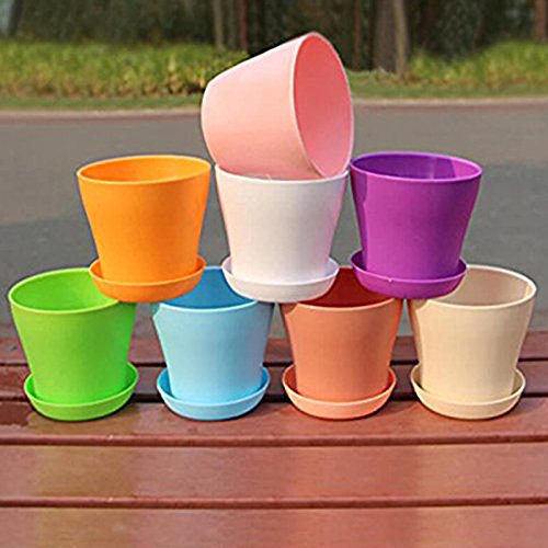 8 pcs plásticos Ronda Flor Planta potes con Paleta 8 Colores para Las Plantas de semillero Plantas de Carne de vivero y Otras pequeñas Plantas