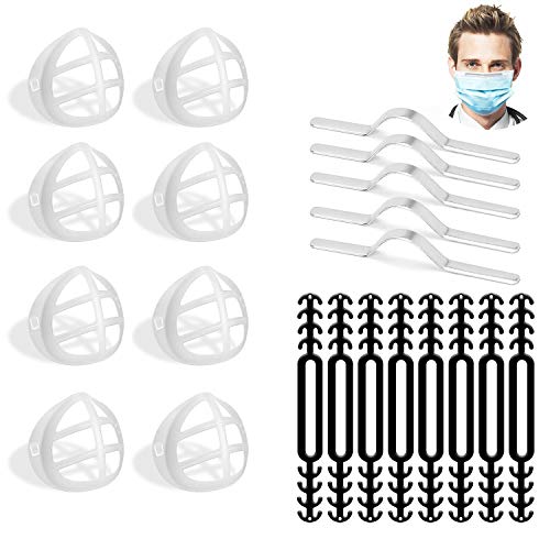 8PCS Marco de soporte interno para máscara,50 tiras de aluminio para puente de nariz, ,Aumento de la distancia entre la nariz y la boca-Puede hacer que la respiración sea suave