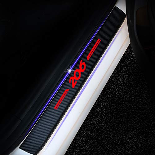 8X-SPEED para 206 4D M Fibra de Carbono Pegatinas Sillín Pedal Proteger Umbral Cubierta Car Styling Sticker 4 Piezas Rojo