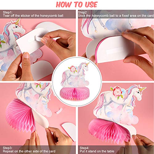 9 Centros de Mesa con Forma de Panal de Unicornio Arcoíris Topper de Mesa de Panal de Unicornio Brillante para Suministros de Decoración de Fiesta Cumpleaños de Panal de Unicornio