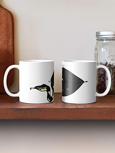 92Novafashion Yellow Art Shiny Snake Spooky Lips Ink Black Tatto La Mejor Taza de café de cerámica Blanca de 11 oz