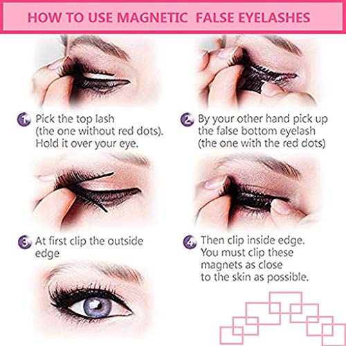 99AMZ 3D Magneticas Pestañas postizas Naturales Reutilizables Maquillaje Extensiones de Pestañas Postizas Natural Curl Blando Eyeliner Delineador liquido Kit Pestañas + Pinzas Impermeable Negro (A)