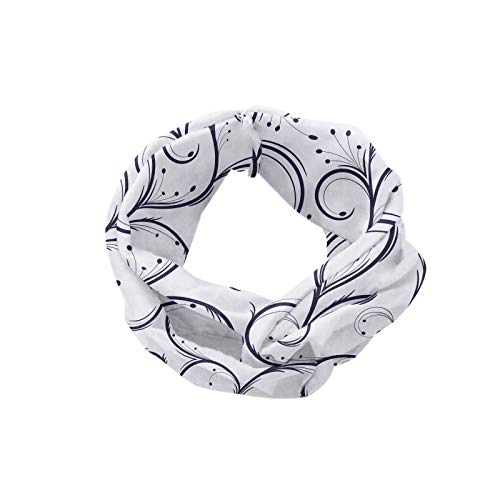 ABAKUHAUS Diadame Abstracto, Banda Elástica y Suave para Mujer para Deportes y Uso Diario Delicado patrón monocromática con rizos Botanical Inspirado, púrpura Indigo