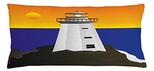ABAKUHAUS Partido náutico Funda para Almohada, Sunset Atalaya, Material Lavable con Cremallera Colores No Destiñen, 90 x 40 cm, Multicolor