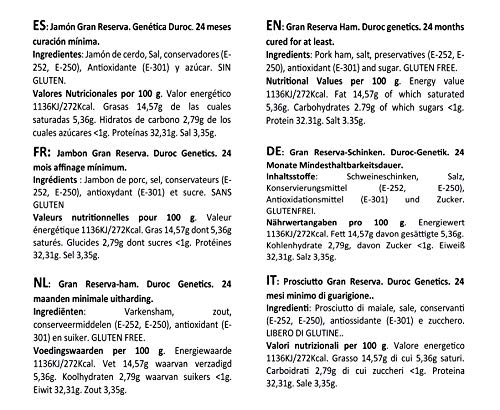 aBeiou. JAMON GRAN RESERVA DUROC PREMIUM. curación superior a 24–25 meses (jamón al vacío) fabricado en Guijuelo (SALAMANCA). Producto de la península Ibérica.