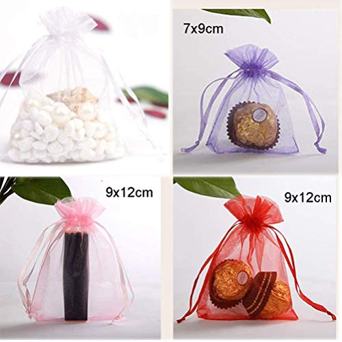 Abn 100 uds.Bolsas de Organza de 7x9 cm Bolsas de Regalo con cordón Bolsas de Organza para Regalos de Boda Bolsas de joyería Bolsas de Envoltura para muestras, Azul Tiffany, 7x9 cm, 100 uds
