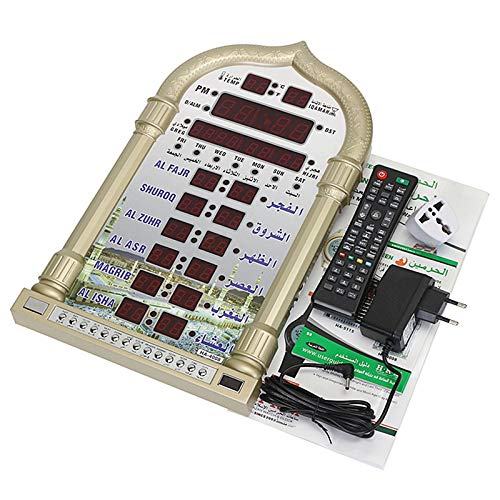 ACAMPTAR MusulmáN Rezando IsláMico Azan Reloj de Mesa Despertadores Azan Reloj de OracióN de 1500 Ciudades Athan Adhan Salah Enchufe de la EU Oro