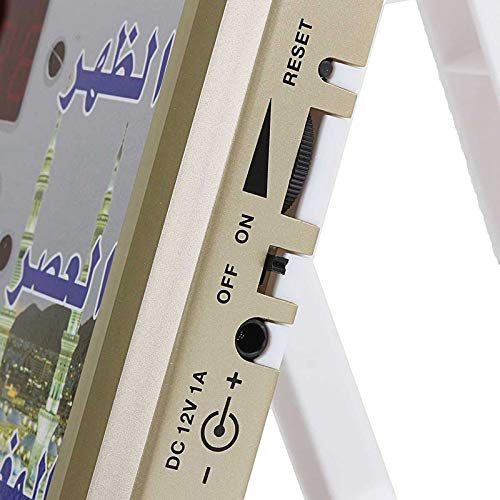 ACAMPTAR MusulmáN Rezando IsláMico Azan Reloj de Mesa Despertadores Azan Reloj de OracióN de 1500 Ciudades Athan Adhan Salah Enchufe de la EU Oro
