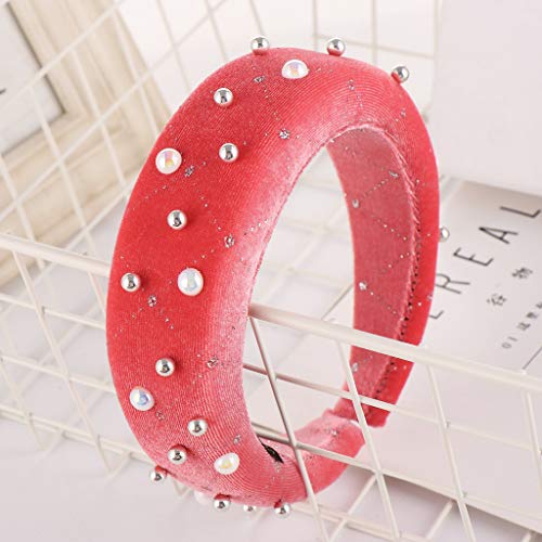 Accesorios de Mujer Tendencia Europea Show Creativo Nuevo Burbuja oro Terciopelo Esponja Anillo con Cuentas Diadema Color Caramelo Diadema Cuidado del Cabello Joyería (Melon rojo)