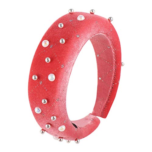 Accesorios de Mujer Tendencia Europea Show Creativo Nuevo Burbuja oro Terciopelo Esponja Anillo con Cuentas Diadema Color Caramelo Diadema Cuidado del Cabello Joyería (Melon rojo)