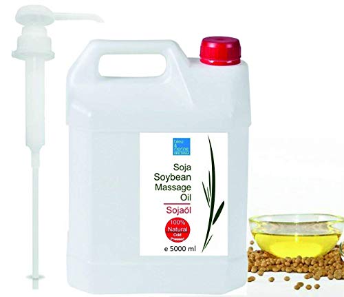 Aceite de Masaje Antiedad Nutritivo Reparador de Soja ● Hidratante Natural ● Aceite Portador Anticelulitico Antiestrias ● Tonifica y Suaviza la Piel Seca ● 100% Puro - bleumarine Bretania 5000 ml