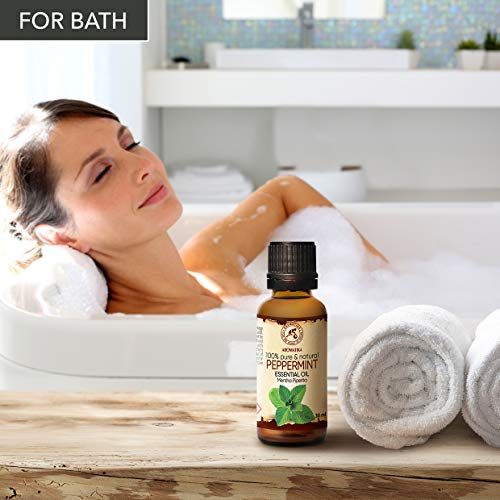 Aceite Esencial de Menta 30ml - Mentha Piperita - India - 100% Puro y Natural - Aceites Esenciales de Menta para Alivio del Estrés - Sauna - Relajación - Spa - Difusor Aromático - Lámpara de Aroma