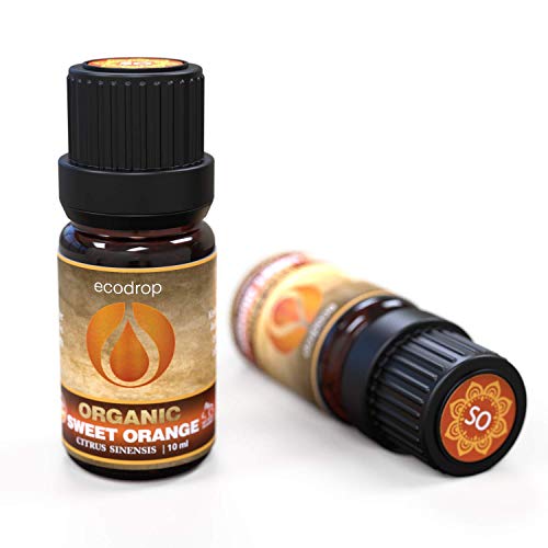 Aceite esencial puro de naranja con el certificado ecológico COSMOS, grado terapéutico para aromaterapia, con libro electrónico de Ecodrop de regalo, 10 ml