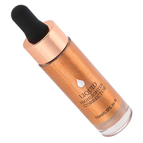 Aceite iluminador de con purpurina Líquido Resaltador Caída Maquillaje Brillante Contorno blanco Resaltador 3D Impermeable Maquillaje Mejillas faciales iluminadas(6#LIGHT COPPER)