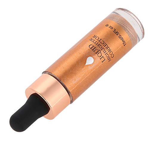 Aceite iluminador de con purpurina Líquido Resaltador Caída Maquillaje Brillante Contorno blanco Resaltador 3D Impermeable Maquillaje Mejillas faciales iluminadas(6#LIGHT COPPER)