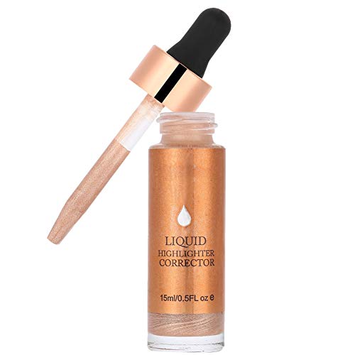 Aceite iluminador de con purpurina Líquido Resaltador Caída Maquillaje Brillante Contorno blanco Resaltador 3D Impermeable Maquillaje Mejillas faciales iluminadas(6#LIGHT COPPER)