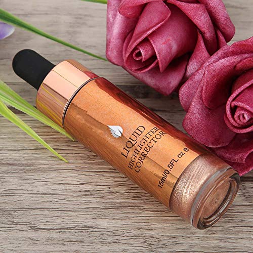 Aceite iluminador de con purpurina Líquido Resaltador Caída Maquillaje Brillante Contorno blanco Resaltador 3D Impermeable Maquillaje Mejillas faciales iluminadas(6#LIGHT COPPER)