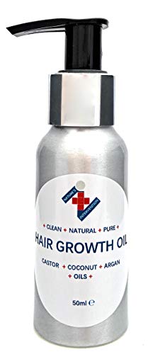 ACEITE NUTRIENTE para el CRECIMIENTO del CABELLO - 50g - por NATURE'S INTERVENTION 100% Puro y Natural. Aceites de Ricino, Argán y Coco Fraccionado. Repara el cabello, hidrata el cuero cabelludo.