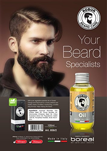 Aceite para barba con puros aceites esenciales. Efecto desenredante , emoliente, hidratante, acondicionado. 100 ml. Made in Italy.