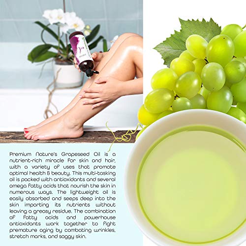 Aceite Puro De Semilla De Uva Aceite Portador Extracto - Premium Nature Prensado En Frío Con Vitamina E Aceite De Masaje Aceite Para El Cuidado Facial Cosméticos Diy Para Piel Cabello 118 Ml