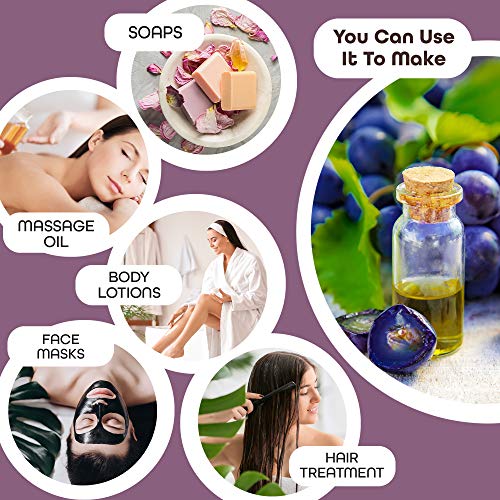 Aceite Puro De Semilla De Uva Aceite Portador Extracto - Premium Nature Prensado En Frío Con Vitamina E Aceite De Masaje Aceite Para El Cuidado Facial Cosméticos Diy Para Piel Cabello 118 Ml