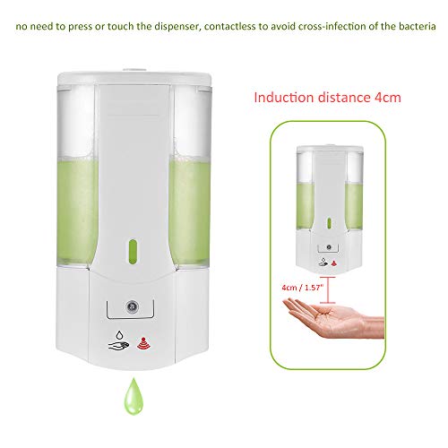 ACELEY Dispensador de jabón automático de 400 ml, dispensador de jabón con Sensor montado en la Pared, contenedor de champú desinfectante para Manos sin Contacto para el baño de la Cocina doméstica