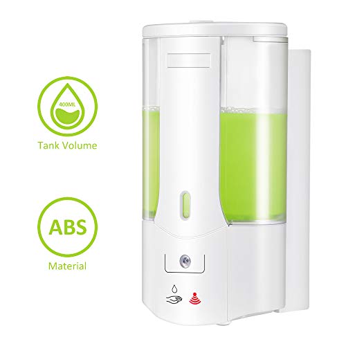 ACELEY Dispensador de jabón automático de 400 ml, dispensador de jabón con Sensor montado en la Pared, contenedor de champú desinfectante para Manos sin Contacto para el baño de la Cocina doméstica