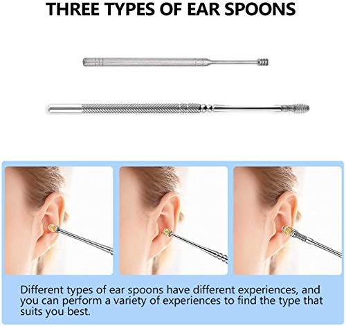 Acero Inoxidable ear cleaner,Limpiador de Oídos,Kit de limpieza para oídos,Ear Wax Removal,Removedor de Cera de Oído, para bebés, jóvenes y adolescentes adultos