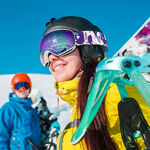 ACURE SG01 - Gafas de esquí OTG sin marco para nieve, snowboard, doble lente con protección anti niebla y UV400 para hombre, mujer y juventud (púrpura)