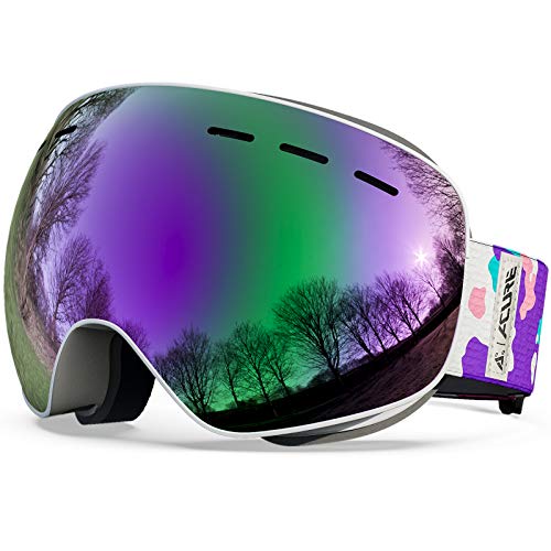 ACURE SG01 - Gafas de esquí OTG sin marco para nieve, snowboard, doble lente con protección anti niebla y UV400 para hombre, mujer y juventud (púrpura)
